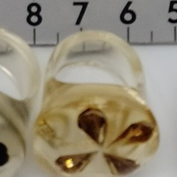 Authentic CHANEL Ring Clover Resin Crystal Clear Ring 6 EUC authent card - Picture 13 of 14